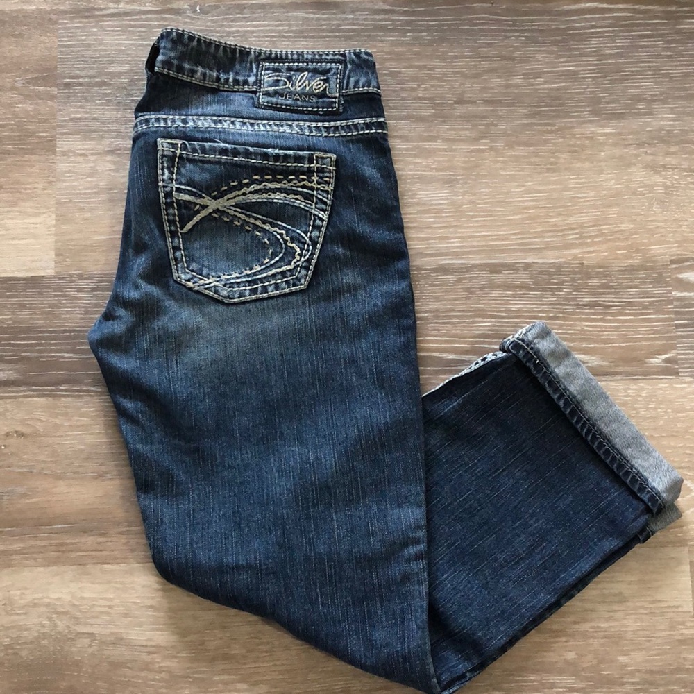 Silver Cropped Jeans Size 29
